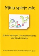 Cover der Broschüre "Mina spielt mit": Zwei Regenwürmer spielen mit Bausteinen