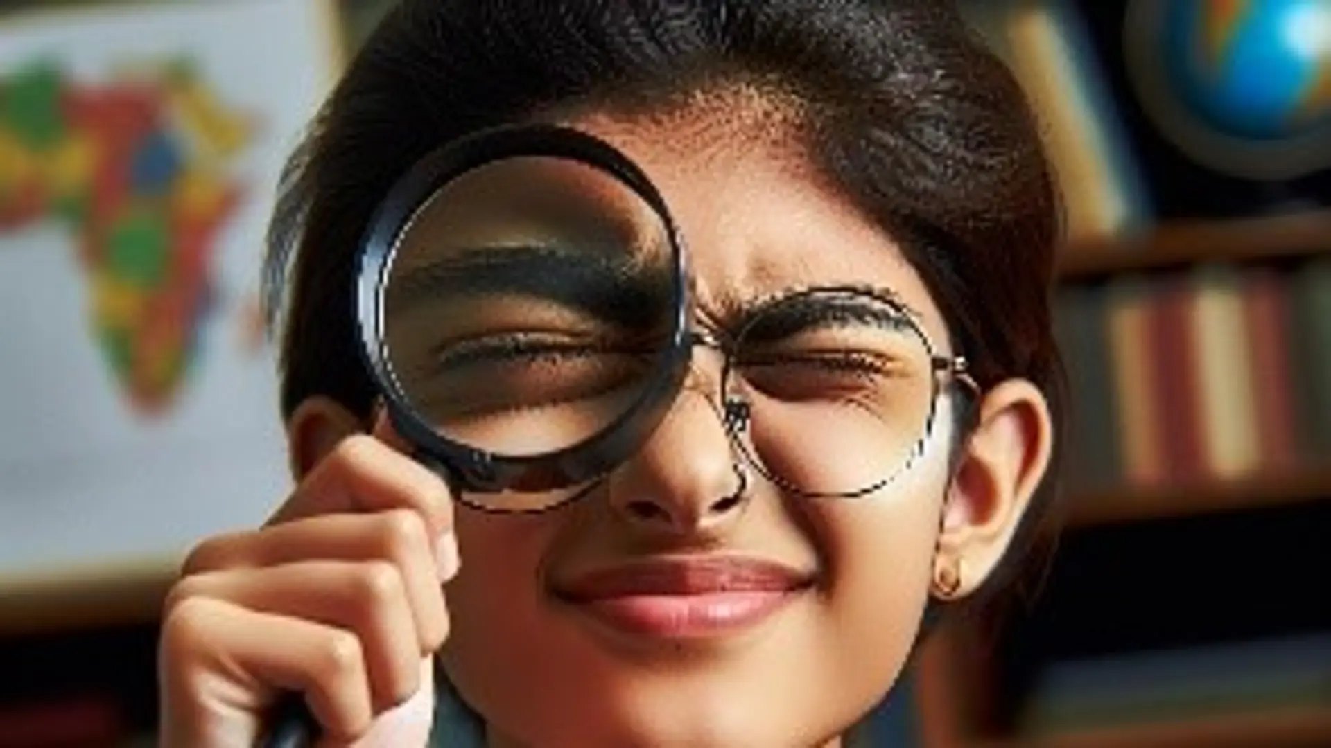 Mädchen mit einer Lupe