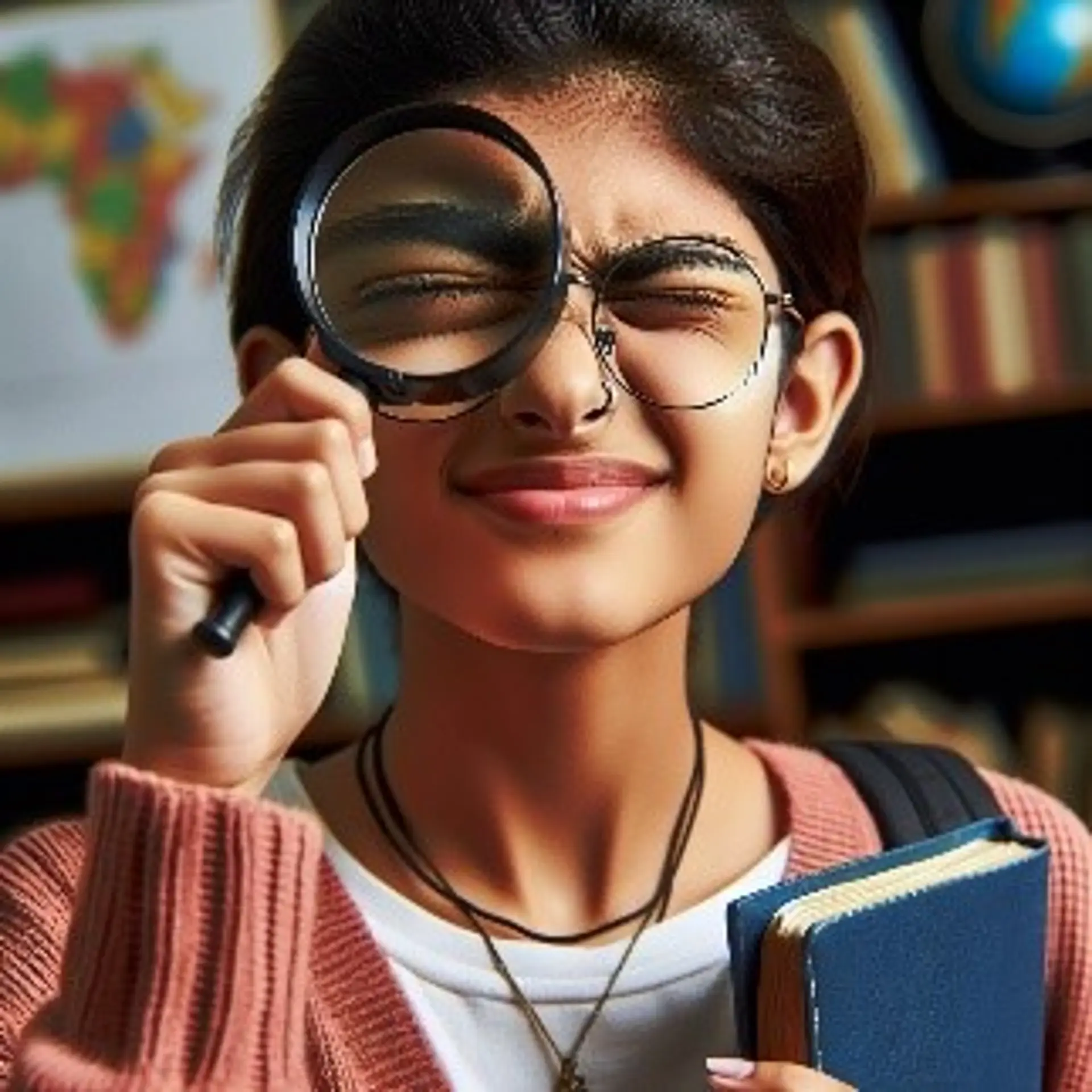 Mädchen mit einer Lupe