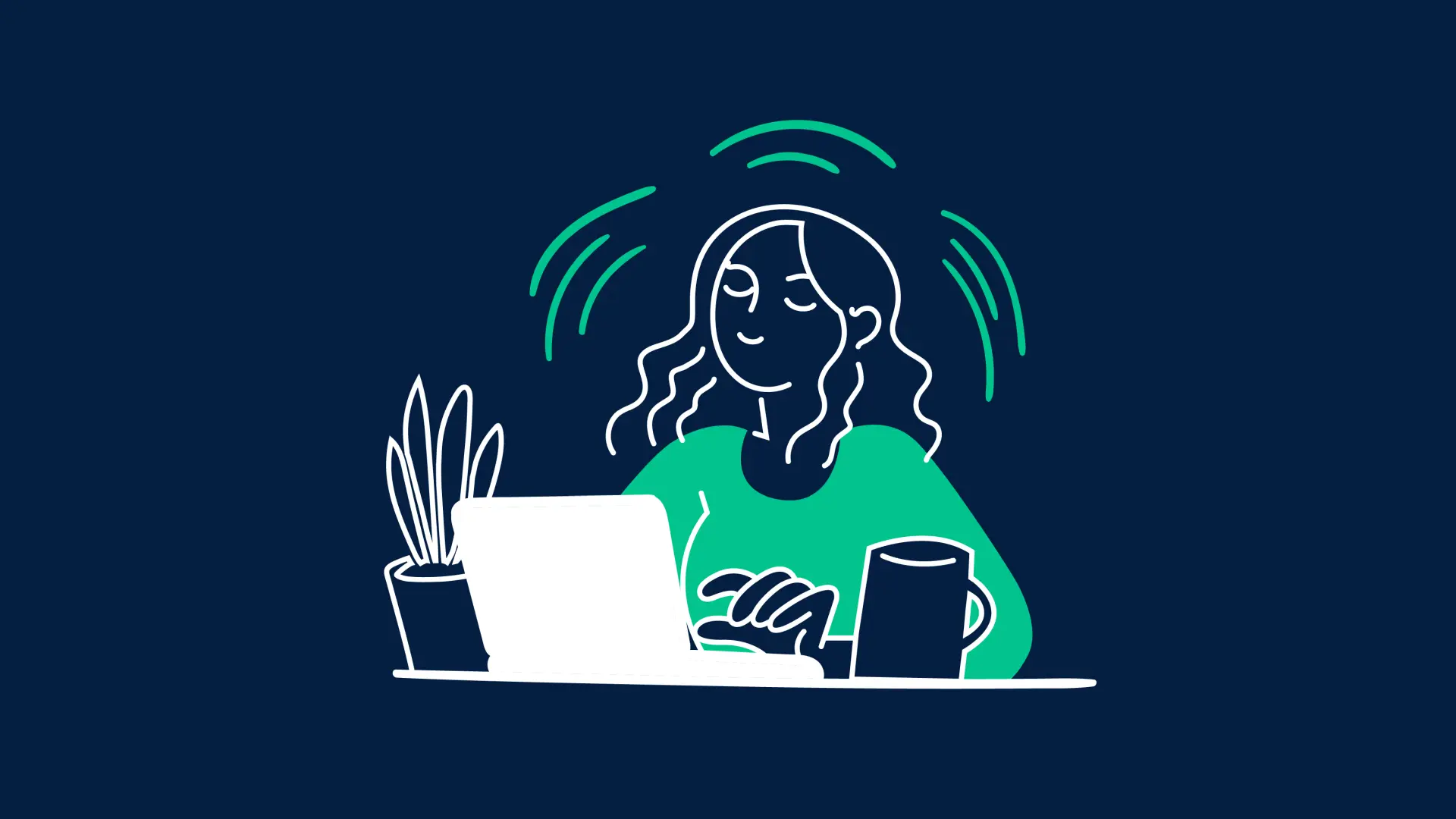 Illustration: Frau sitzt am Laptop