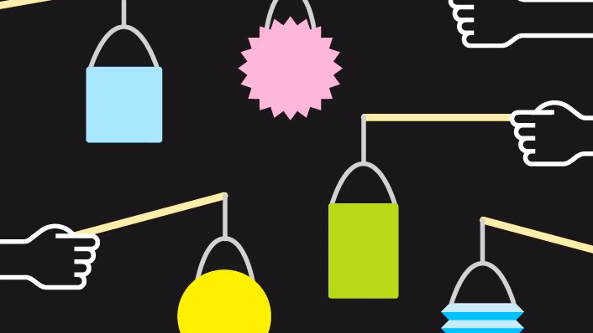 Bild mit schwarzem Hintergrund und vielen bunten Laternen